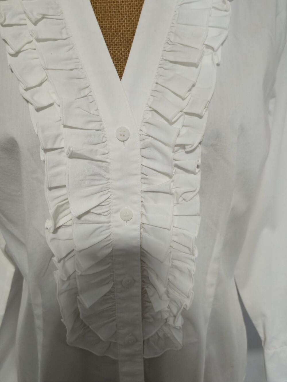 Worthington White Ruffle Front Button-Down Shirt